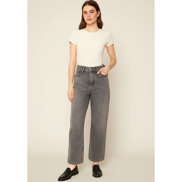 Oak +‎ Fort High Rise Straight Jeans Gray Size 26 Minimalist Denim Scandi Grunge - Picture 1 of 8